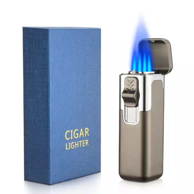 Torch Lighter cigar Lighters Adjustable 4 Jet Flame Refillable Windproof Giftbox