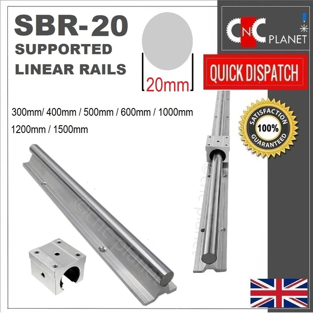 SBR20 SBR SUPPORTED Linear shaft Guide Rail Chromed Steel 20mm ...