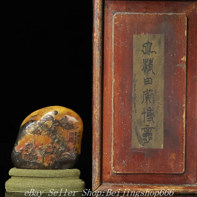 3.8" Old Chinese Natural Tianhuang Shoushan Stone Mountain Tree Figure Seal