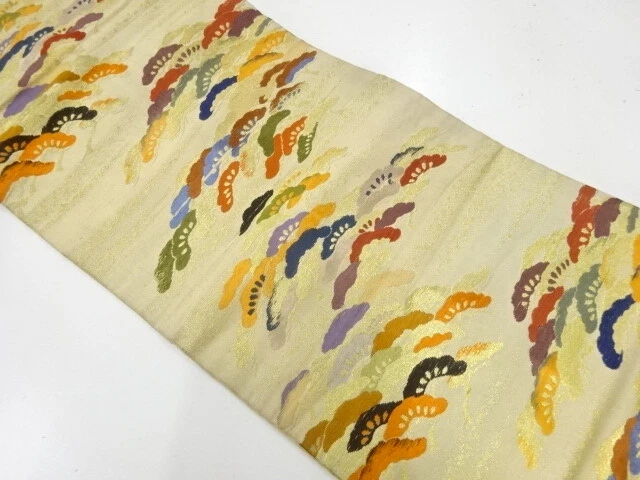 37135# Japanese Kimono / Antique Nagoya Obi / Woven Pine