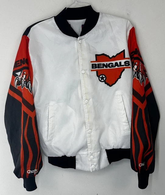 RARE 90’S VINTAGE Cincinnati Bengals Chalk Line Bomber Jacket Mens Size