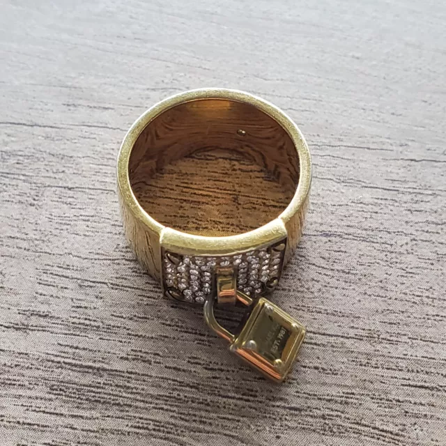 Michael Kors Motif Padlock Charm Pave Ring Gold Tone Size 7 Diamondesk Accents