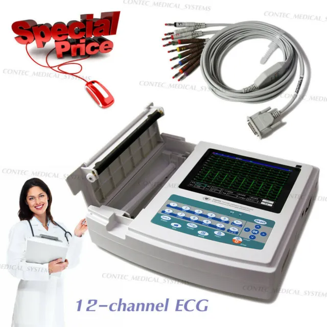 CE FDA ECG1200G Digital 12 Channel ECG/EKG Machine Electrocardiograph,Touch LCD