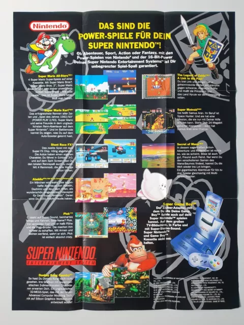 SNES Bedienungsanleitung für Super Nintendo Konsole OVP | Zelda Poster Flyer