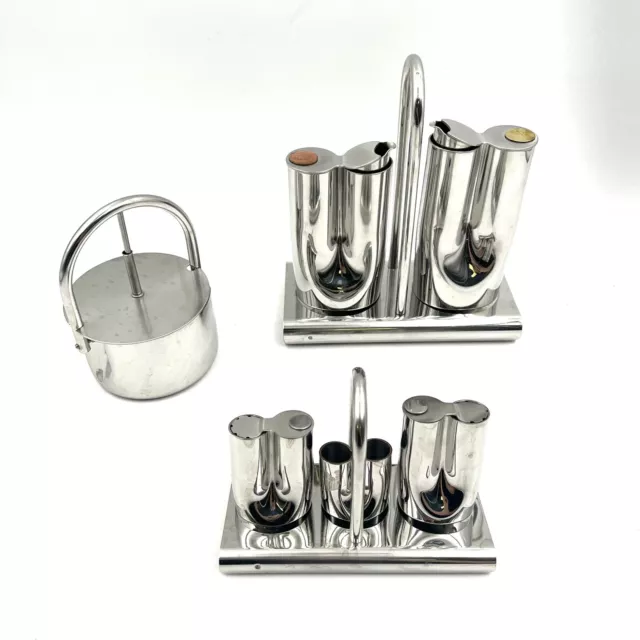 Set Aceite, Vinagre, Sal y Pimienta Acero Estrella Collection Italia Años 70