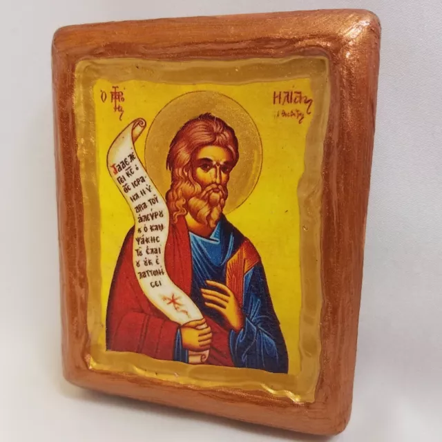 Elijah The Prophet Elias Biblical Byzantine Greek Eastern Orthodox Icon OOAK