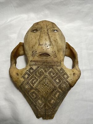 Indonesia Cow Skull Mask Belu Atoni Carved Antique Scrimshaw Timor Ritual