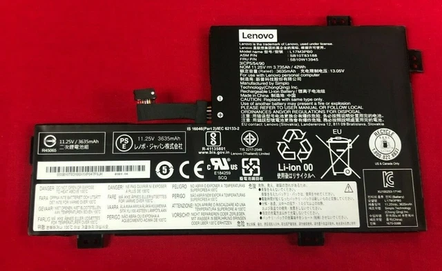 ORIGINAL LENOVO INTERNAL 3c 42Wh LiIon SMP RECHARGEABLE BATTERY 5B10W13945