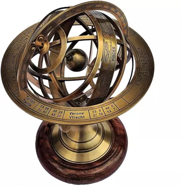 Boussole astrolabe sphérique, sphère armillaire en laiton de 11 pouces,...