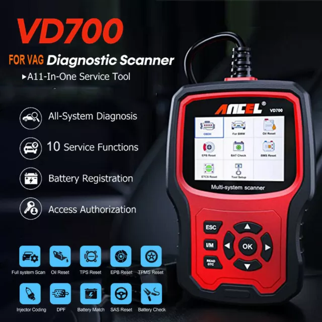 2024 Ancel VD700 Pro Profi KFZ Diagnosegerät Auto OBD2 Scanner EPB DPF Für VAG 2