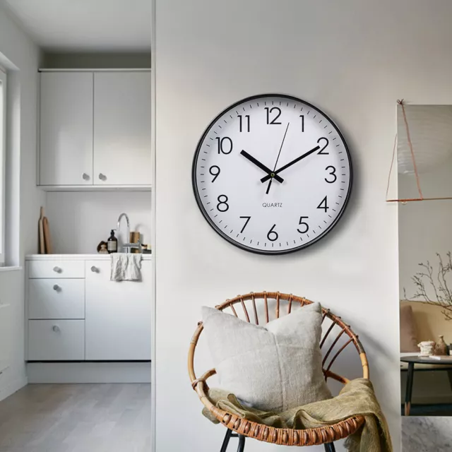 Round Wall Clock Silent Home Kitchen Bedroom Office Indoor Quartz Modern Decor