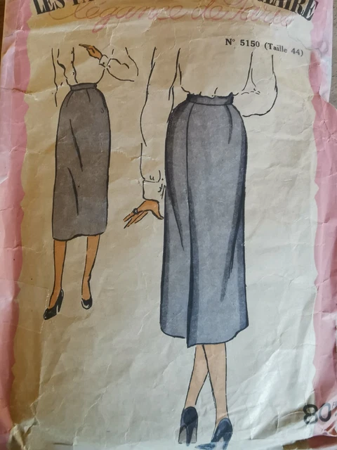 Patron Ancien De Jupe Pli Couché Vintage Années 60/70 - Taille 44, N°14 - Occasion France