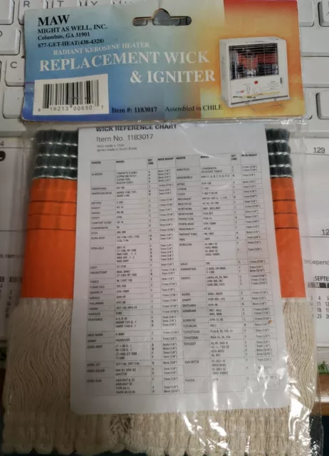 MAW (Item#1183017) Radiant Kerosene Heater Replacement Wick & Igniter
