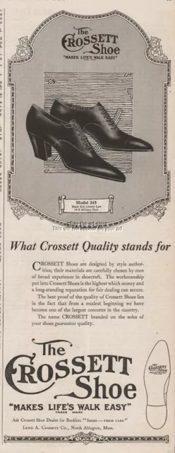 1920 Crossett Shoe North Abington MA Model 245 Black Kid Liberty Last Heel Ad