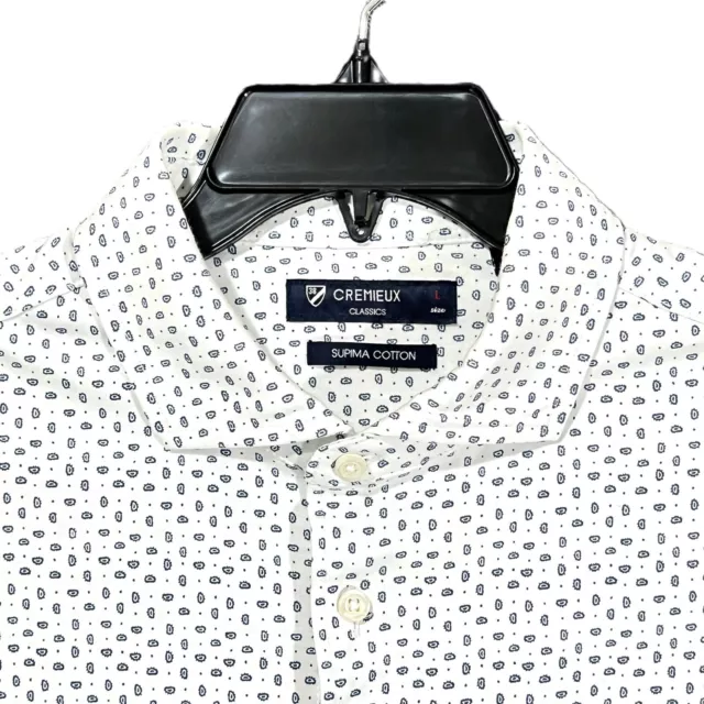 Daniel Cremieux Classics Polo Shirt Mens Large White Blue Paisley Golf Button Up