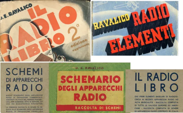 RAVALICO - 5 VOLUMI - RADIO LIBRO 1 e 2, SCHEMARIO, RADIO ELEMENTI, SCHEMI