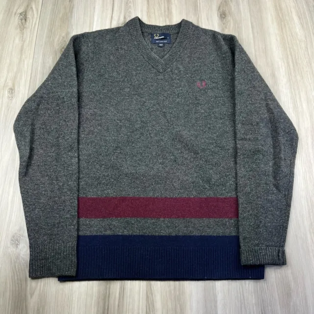 FRED PERRY LAMBS Wool V Neck Jumper Size Small $29.99 - PicClick