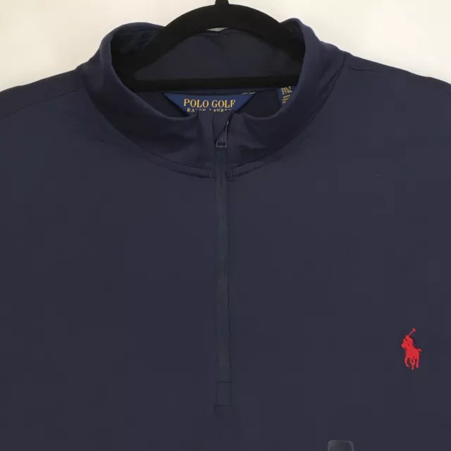 POLO GOLF RALPH LAUREN Men's Shirt Size 2XLT Tall Blue 1/4 Zip Red Pony active