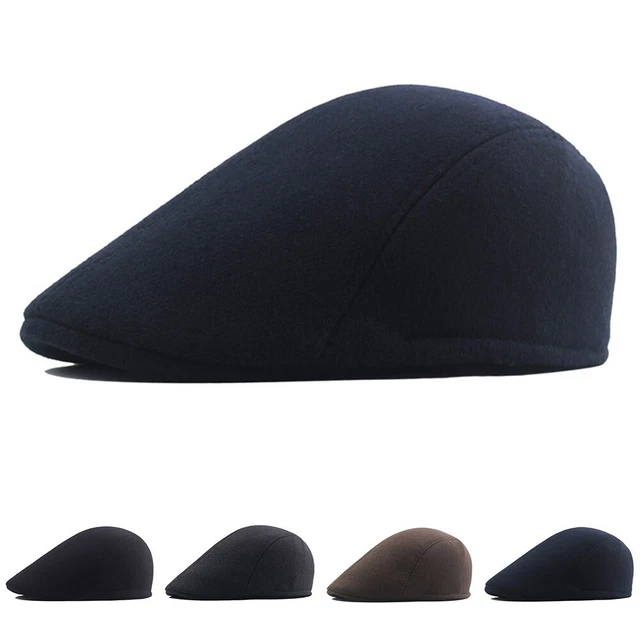 Cappello berretto berretto classico nero da uomo panettiere ragazzo spina di pesce misto lana
