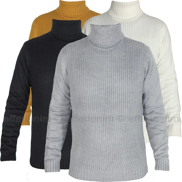 Maglione uomo Collo Alto Pullover Dolcevita maglia slim F20 nuovo