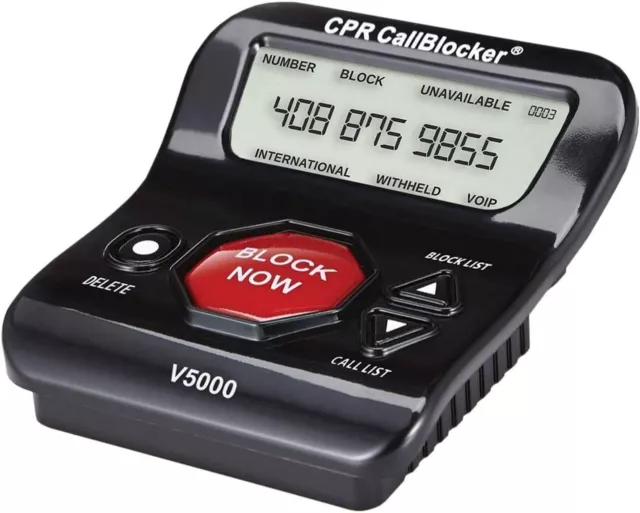 CPR V5000 Call Blocker for Landline Phones – Stop All Unwanted Black