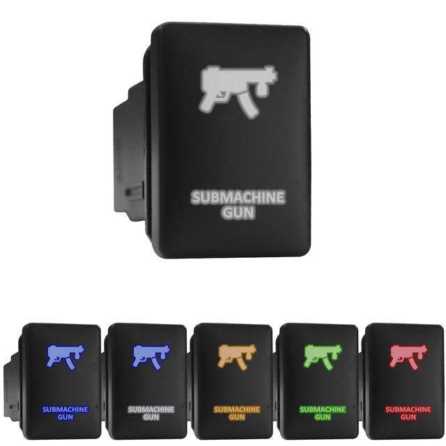 SUBMACHINE GUN SYMBOL LED Push Button Rocker Switch Replacement (Fit