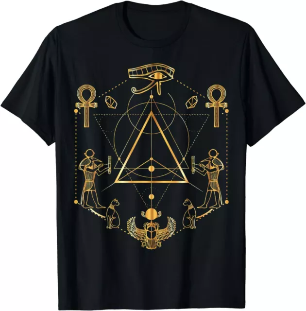 NEW Eye of Horus Sacred Geometry Ancient Egypt Ankh Scarab Gift Idea Tee T-Shirt