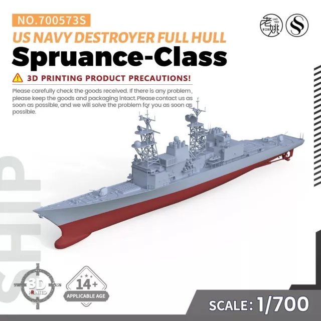 SSMODEL 700573S 1/700 Military Model US Navy Spruance-Class Destroyer FULL HULL