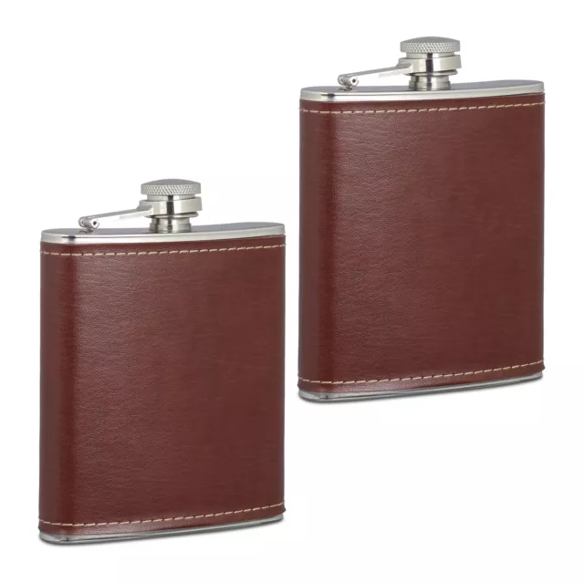 Flachmann 2er Set Edelstahl Flachmann Taschenflasche Mini Flachmann Kunstleder