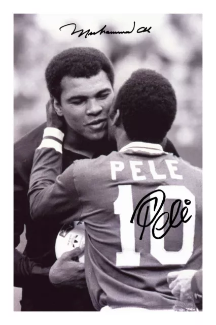 Pele & Muhammad Ali Signed A4 Photo Print Autograph Brazil World Cup Boxing
