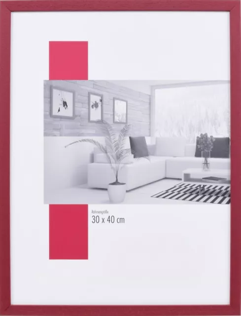 Effect Holzrahmen Profil 35 rot 40x60 cm Antireflexglas