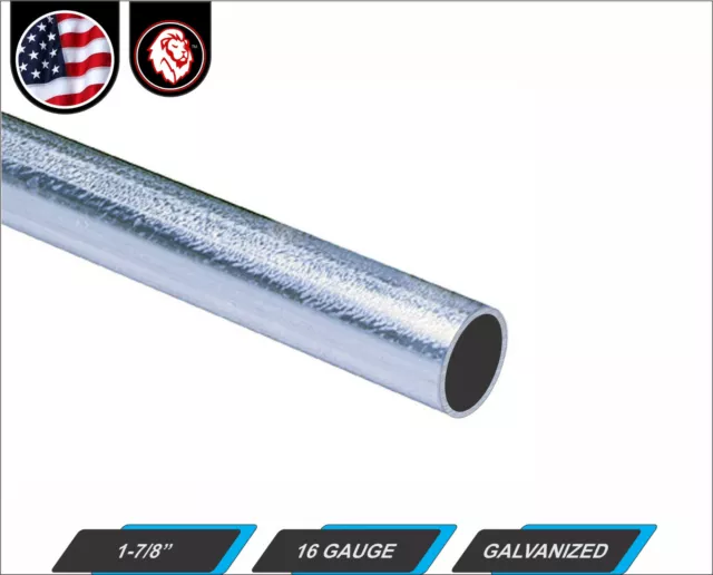 1-7/8" Galvanized Round Metal Tube - 16 gauge - 36" inch long (3-ft)