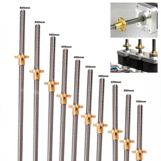 8mm Acier Inoxydable Trapézoïdale Câble Vis Tige Avec Laiton Écrou For-3D D