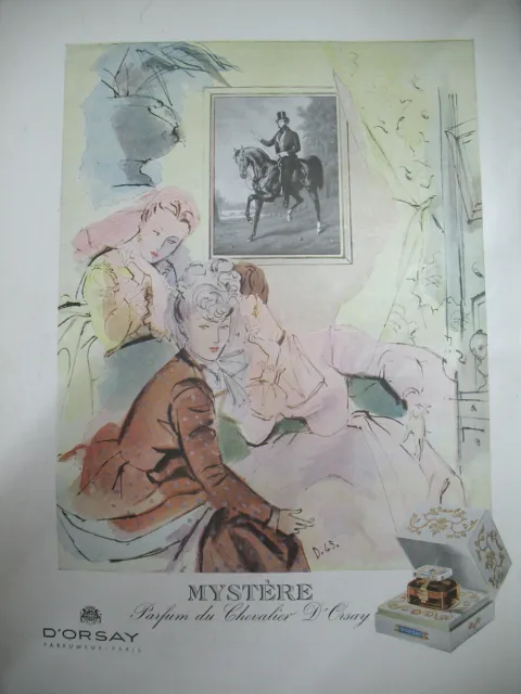 Publicite De Presse D'orsay Parfum Mystere Illustration Andre Delfau Ad 1946
