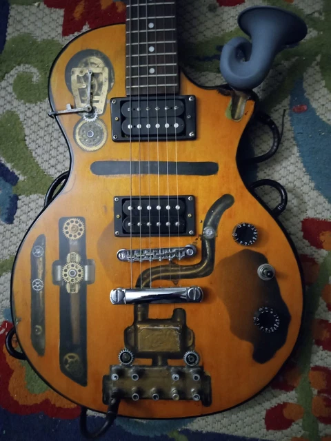 Custom Les Paul epiphone, Steam Punk Guitar/art piece.
