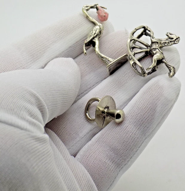 Vintage IN Argento Massiccio Italiano Fatto Bambini Collezione Miniature Marchio
