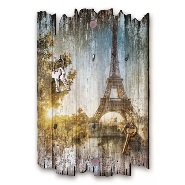 Paris Schlüsselbrett Hakenleiste Landhaus Shabby chic aus Holz 30x20cm