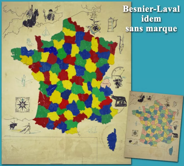IDEM BESNIER-LAVAL SANS marque, carte de France 90 pièces en