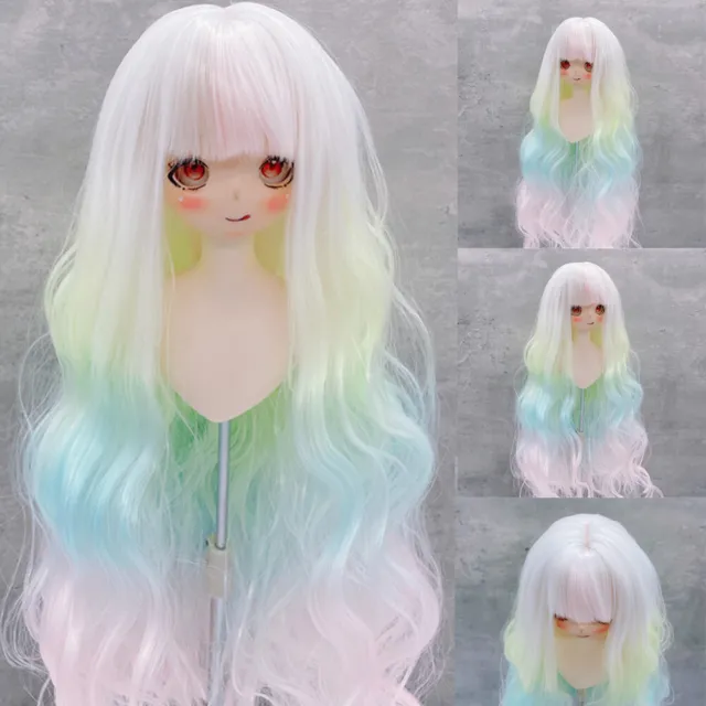Doll Wigs Long Curly Colorful Wigs Hair with Bangs for 1/3 1/4 1/6 BJD Dolls DIY