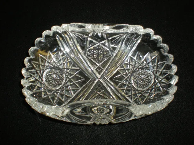 ABP Fine Cut Glass Small Pinched Bowl Hobstars American Brilliant Period