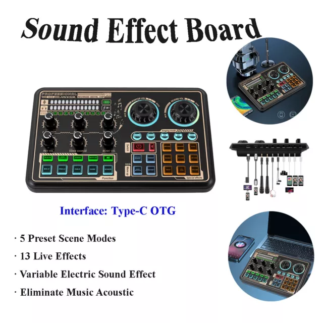 Live Sound Board Audio Mixer For Karaoke Streaming Recording Gaming W/ LED Light