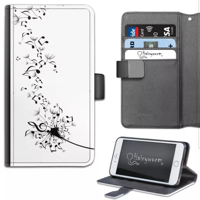 Hairyworm Music Notes Dandelion Flower PU Leather Wallet Flip Phone Case;Cover