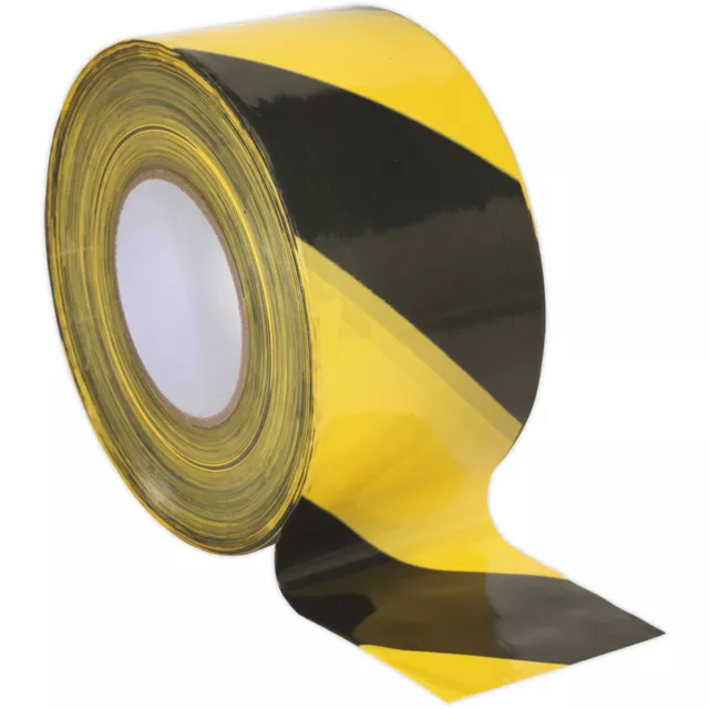 80mm x 100m Black & Yellow Non-Adhesive Barrier Tape - Hazard Warning Safety