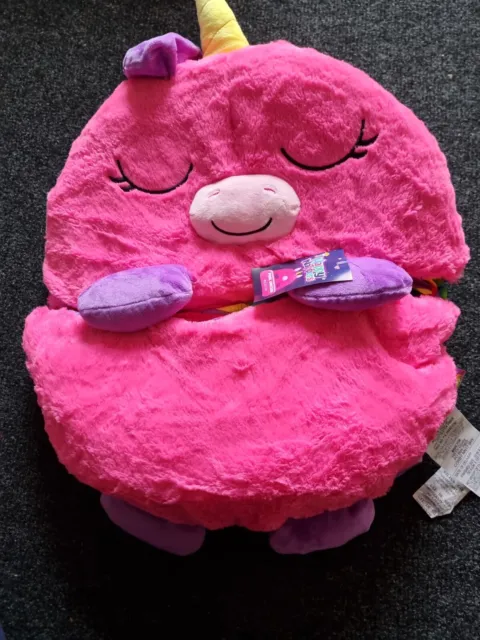 Happy Nappers Sleeping Bag Plush Toy 2 in 1 Gift High Street TV pink unicorn med