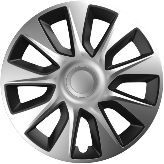 STRATOS SILVER AND BLACK 17 "  WHEEL TRIMS COVERS HUB CAPS 17 INCH 4 pcs SET