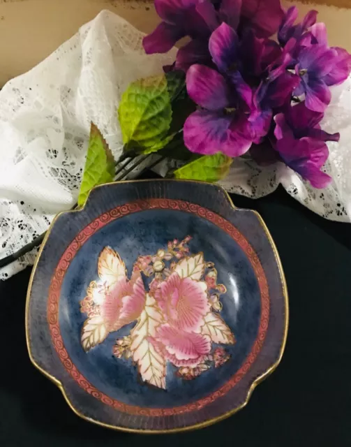 Vintage Chinese Porcelain Bowl Gold Trim Hand Painted Floral