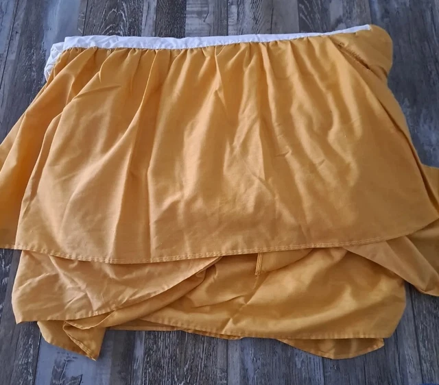 Falda Cama Queen/King De Colección Volantes Cosecha Oro Hecha a Mano Años 70 Retro