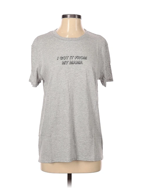 EMI JAY Women Gray Short Sleeve T-Shirt S