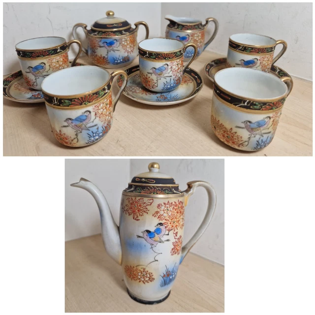 GENUINE SAMURAI CHINA Japanese Hand Painted Embossed Part Tea Set £30.