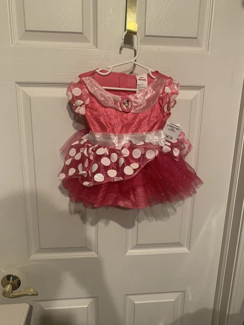 NWT Disney Minnie Mouse Hot Pink & White Costume Dress Baby Size 12-18 Months